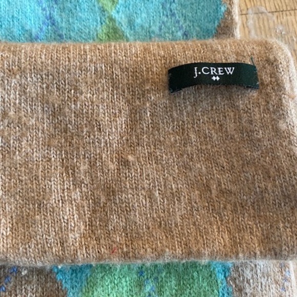 J.CREW SCARF WOMEN'S ARGYLE BEIGE WOOL CASHMERE - Picture 3 of 3